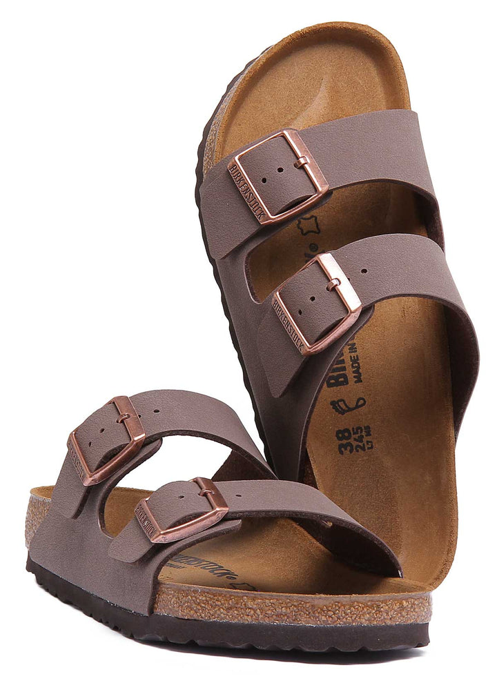 Birkenstock Arizona Sandalo a doppio cinturino Birkibuc da donna in mocca