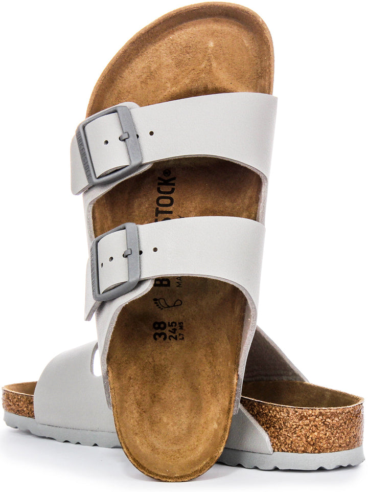 Birkenstock Arizona BF Sandali Donna con Due Cinturini Regolabili in Birko Flor Pietra