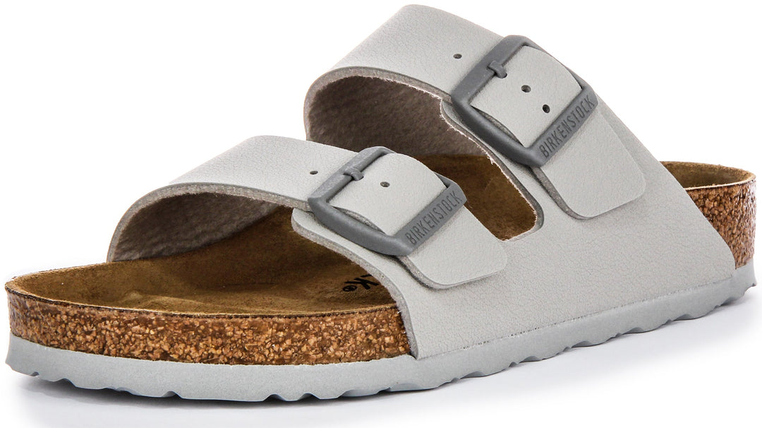 Birkenstock Arizona BF Sandali Donna con Due Cinturini Regolabili in Birko Flor Pietra